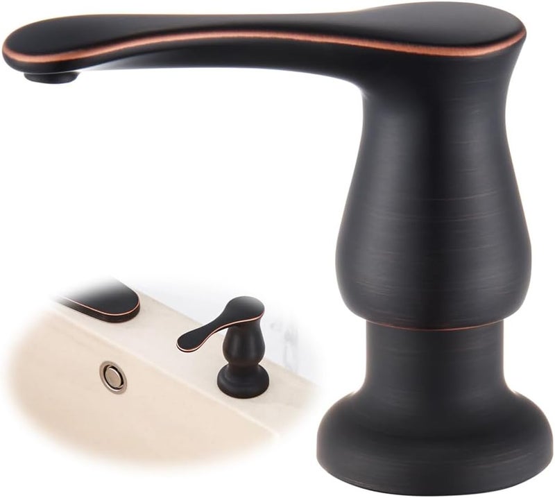 Bronze Kitchen Sink Soap Dispenser, Built-In 13 OZ Bottle, Refill from The Top, Liquid Soap Dispenser for Kitchen Sinks - Image 1