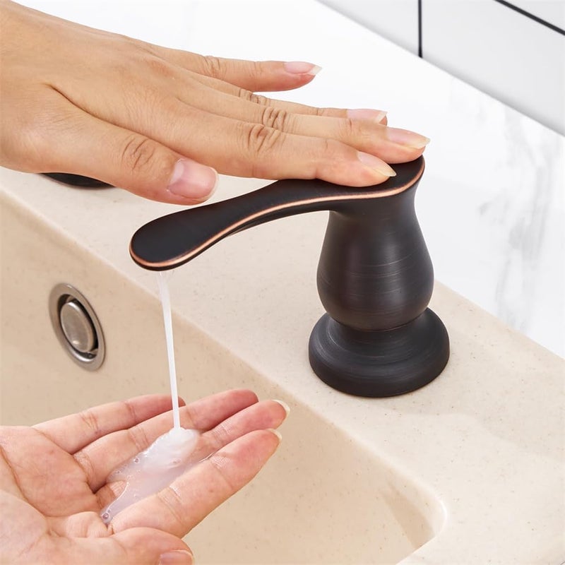 Bronze Kitchen Sink Soap Dispenser, Built-In 13 OZ Bottle, Refill from The Top, Liquid Soap Dispenser for Kitchen Sinks - Image 5