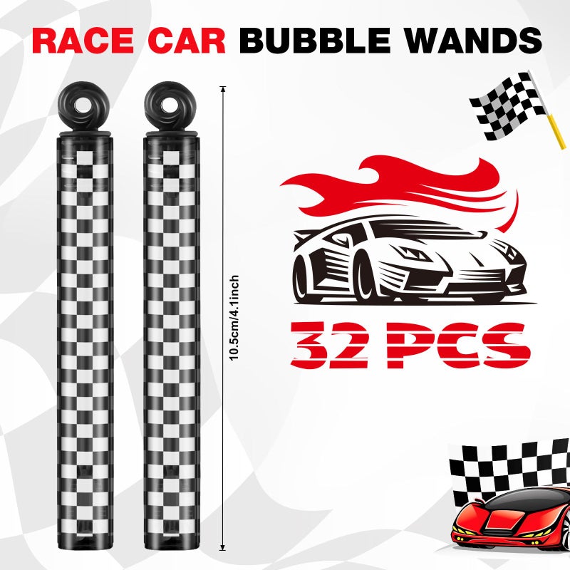 Rotatingpals 32 Pcs Checkered Bubble Wands Black and White Checkered Bubble Wand Race Car Party Favors for Adult Summer Activity Race Car Birthday Goodie Bag Stuffers Gifts Wedding Supplies - Image 2