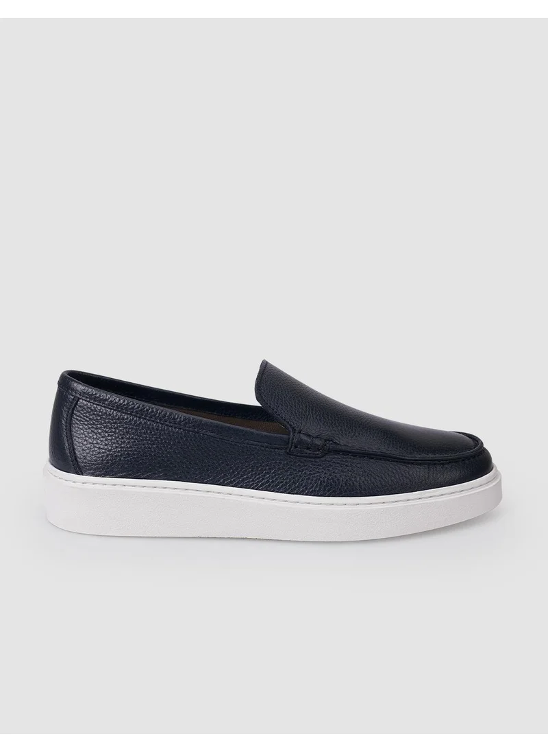Cabani 100% Genuine Leather Navy Blue Men's Loafer Shoes