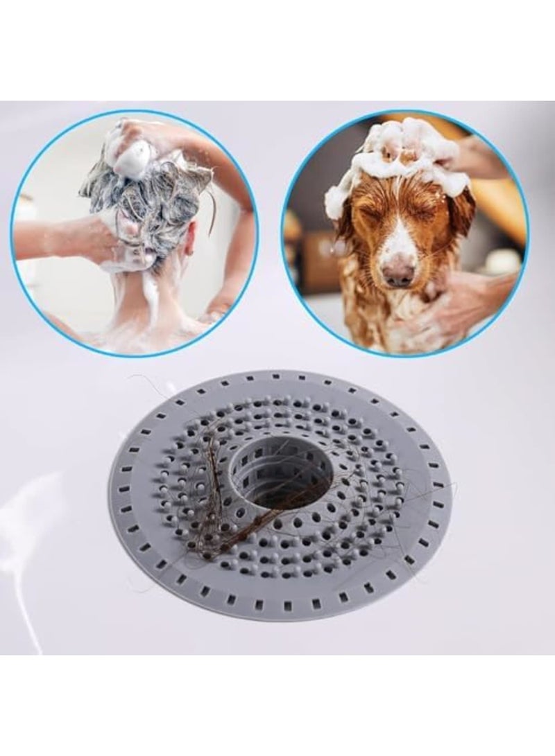 Silicone Bathtub Drain Hair Catcher,Collapsible Shower Hair Strainer for 1.48''-1.75'' Standard Drains,Hair Trap Drain Protector for Bathtubs,Showers,Sinks,Prevents Clogs,Easy to Clean (3PCS,Gray) - Image 5