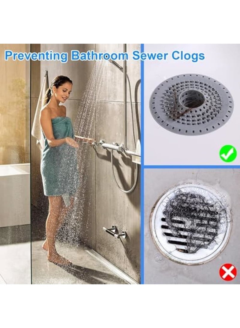 Silicone Bathtub Drain Hair Catcher,Collapsible Shower Hair Strainer for 1.48''-1.75'' Standard Drains,Hair Trap Drain Protector for Bathtubs,Showers,Sinks,Prevents Clogs,Easy to Clean (3PCS,Gray) - Image 3