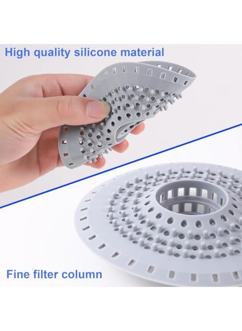 Silicone Bathtub Drain Hair Catcher,Collapsible Shower Hair Strainer for 1.48''-1.75'' Standard Drains,Hair Trap Drain Protector for Bathtubs,Showers,Sinks,Prevents Clogs,Easy to Clean (3PCS,Gray) - Image 4