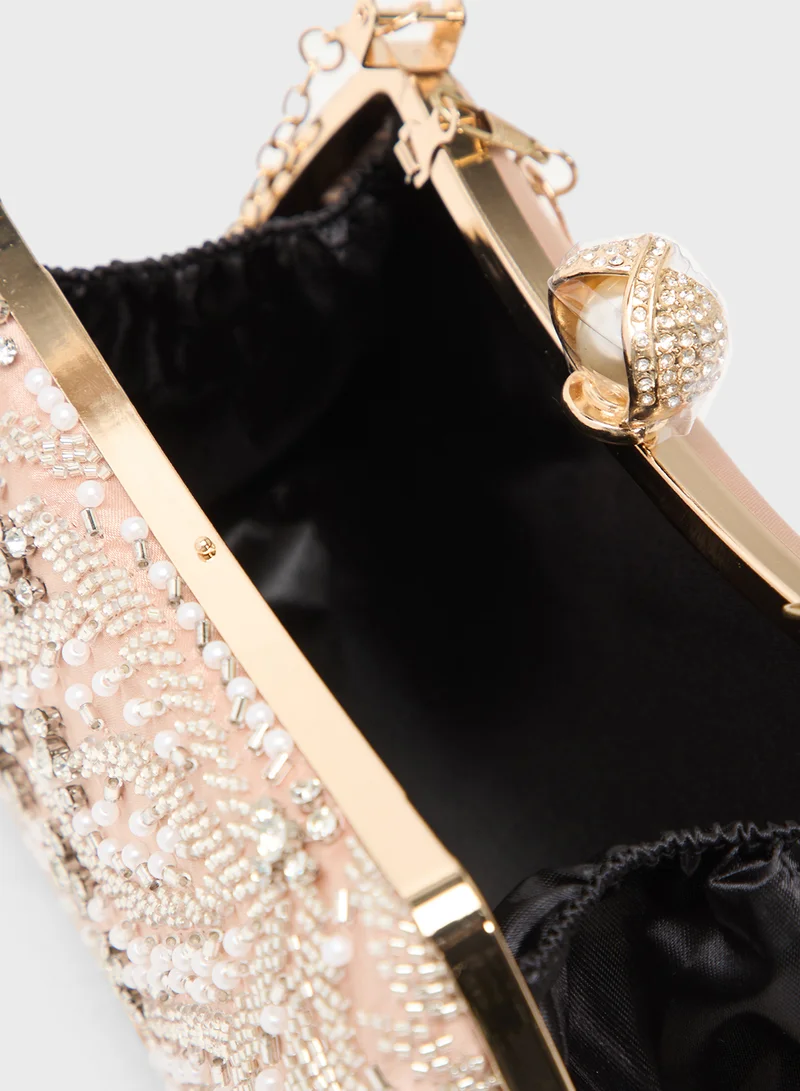 Khizana Silver Detailing Embellished Handle Bag