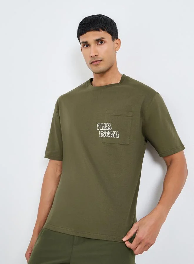 Styli Men Olive Heavy Jersey Oversized T-Shirt
