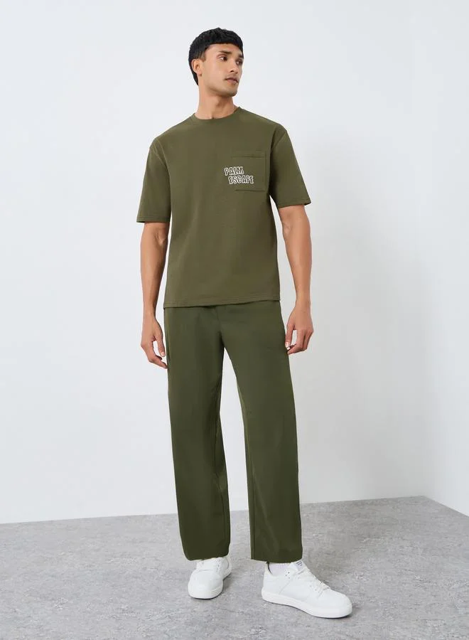 Styli Men Olive Heavy Jersey Oversized T-Shirt