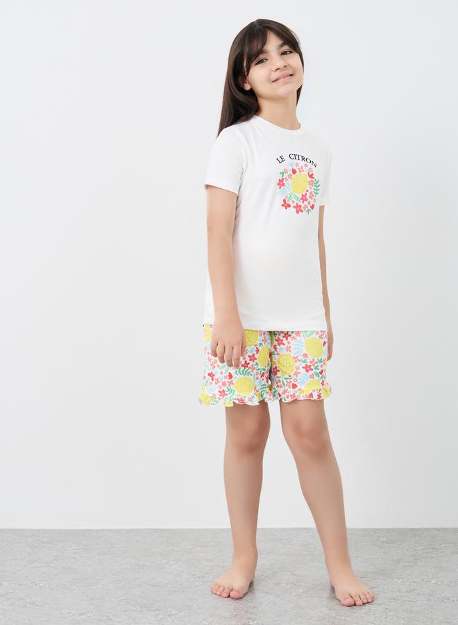 Styli Graphic Print Short Sleeve T-Shirt and Shorts Pyjama Set - Image 1