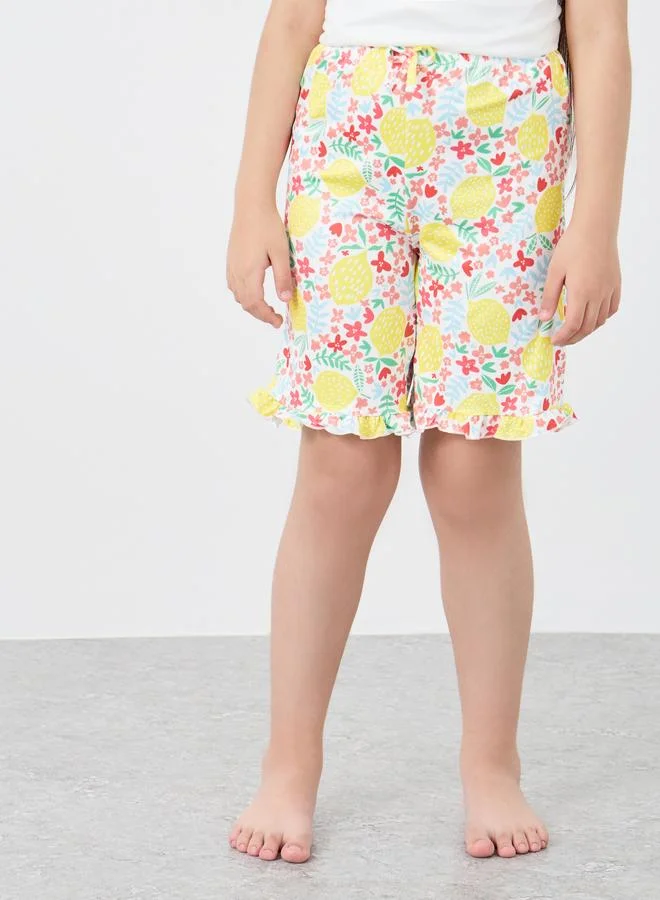 Styli Styli Graphic Print Short Sleeve T-Shirt and Shorts Pyjama Set