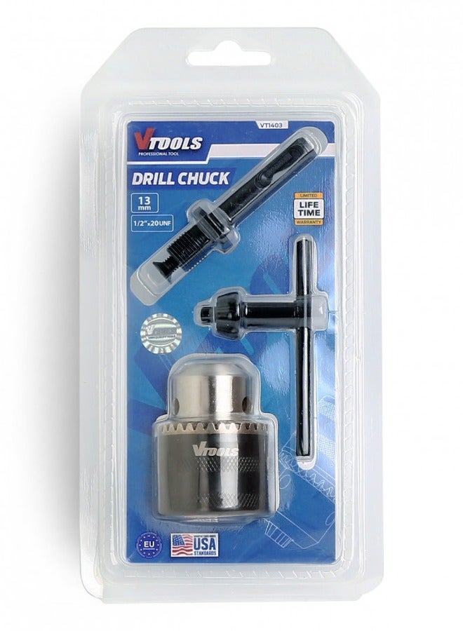 VTOOLS 1.5-13mm Keyless Drill Chunk With Key & Connecting Rod For SDS Plus Drill - Image 2