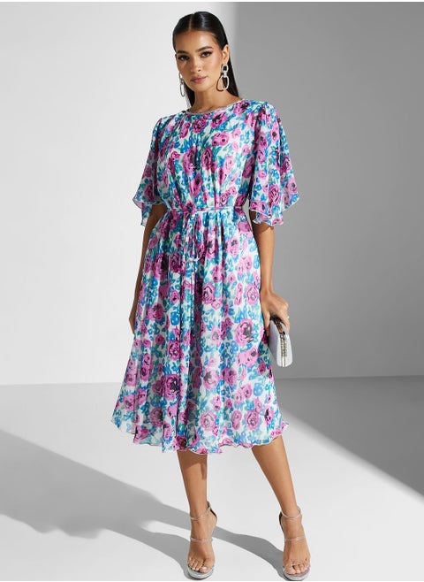 Printed Tie Detailed  Dress