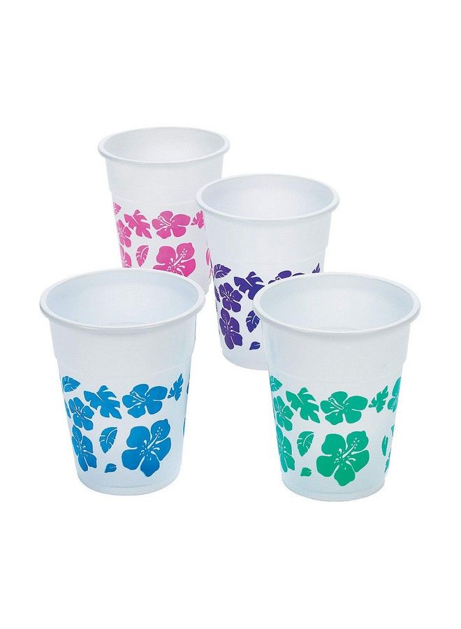 Fun Express Hibiscus Design Disposable Cups Bulk Set Of 50 Each Holds 16 Oz Luau Tiki And Summer Party Supplies Drinkware - Image 2