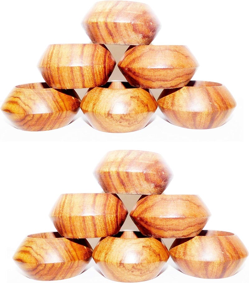 SHAFA IMPEX Classic Handmade Wooden Napkin Rings Dining Table Holders for Everyday, Holiday, Christmas, Thanksgiving, Farmhouse Decor (Brown,., Set of 12) - Image 1