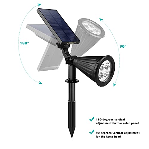 URPOWER Solar Spot Lights - 2-in-1 Waterproof Landscape Spotlights, Dusk-to-Dawn Solar Powered Outdoor Lights for Garden, Yard, Pathway (2 Pack) - Image 2