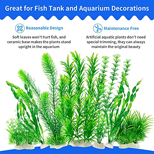 MyLifeUNIT Aquarium Plants, 20 Pack Artificial Fish Tank Plants for Aquarium Decorations (Green) - Image 2
