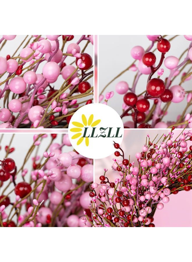 LLZLL Valentines Day Wreath 22 Inch Valentines Day Wreaths for Front Door Artificial Valentine's Day Door Wreath with Pink and Red Berries for Valentine's Day Anniversary Wedding Decor - Image 3