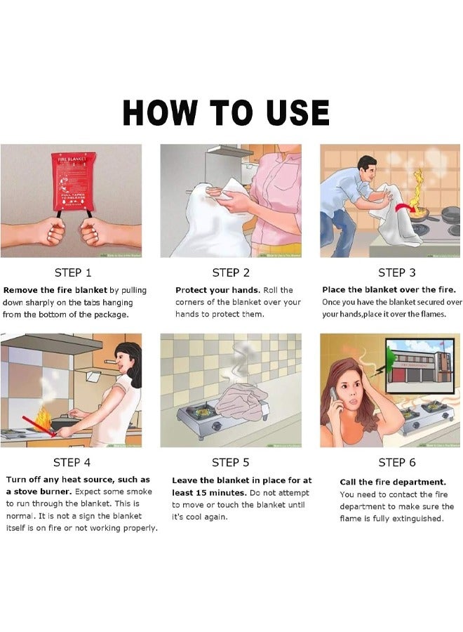 rocooart Fire Emergency Blanket a fire -Resistant Blanket in Emergency Situations, an Emergency Blanket for the Kitchen, Camping, Grill, Car, Office, Warehouse, School and Fireplace, Two Pieces - Image 5