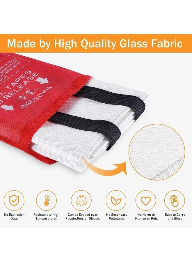 rocooart Fire Emergency Blanket a fire -Resistant Blanket in Emergency Situations, an Emergency Blanket for the Kitchen, Camping, Grill, Car, Office, Warehouse, School and Fireplace, Two Pieces - Image 2