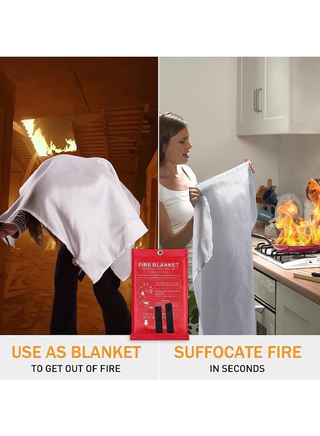 rocooart Fire Emergency Blanket a fire -Resistant Blanket in Emergency Situations, an Emergency Blanket for the Kitchen, Camping, Grill, Car, Office, Warehouse, School and Fireplace, Two Pieces - Image 3