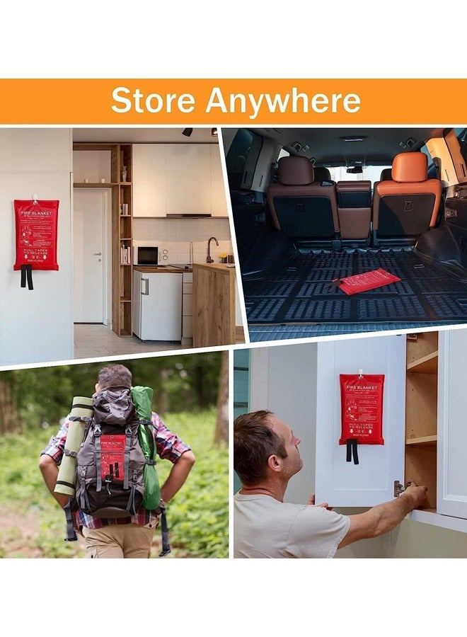 rocooart Fire Emergency Blanket a fire -Resistant Blanket in Emergency Situations, an Emergency Blanket for the Kitchen, Camping, Grill, Car, Office, Warehouse, School and Fireplace, Two Pieces - Image 4