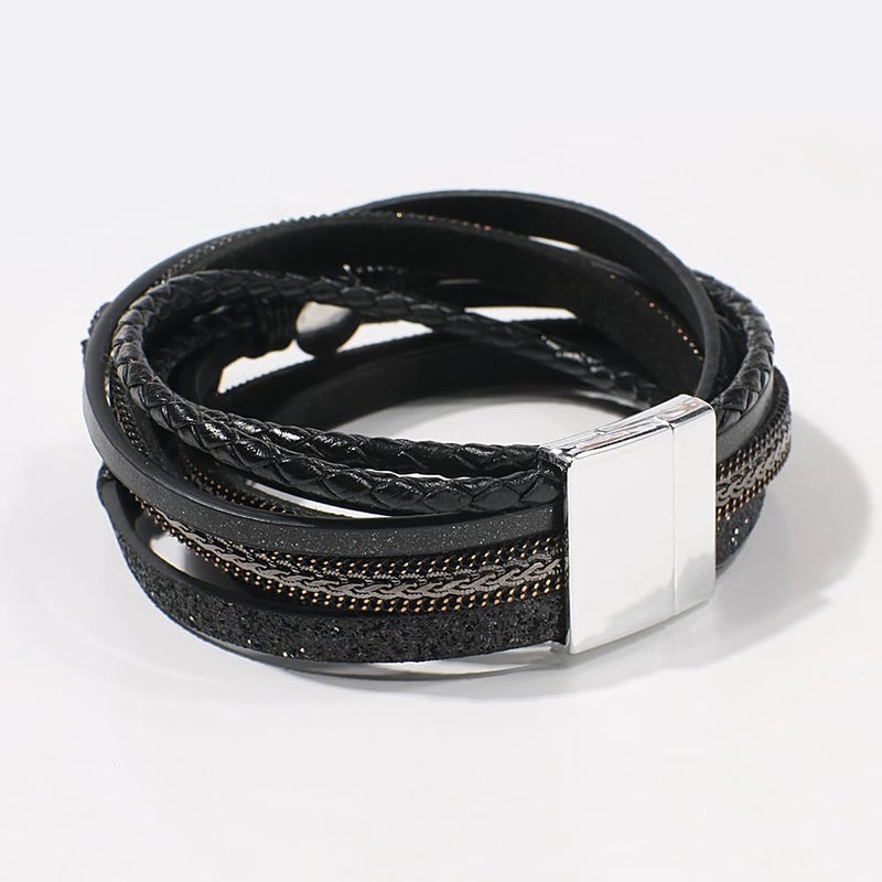 Artilady Leather Wrap Bracelet for Women - Handmade Clasp Bangle Bracelet with Pearl Beads Crystal Wristbands Jewelry Gift for Ladies and Mother - Image 4