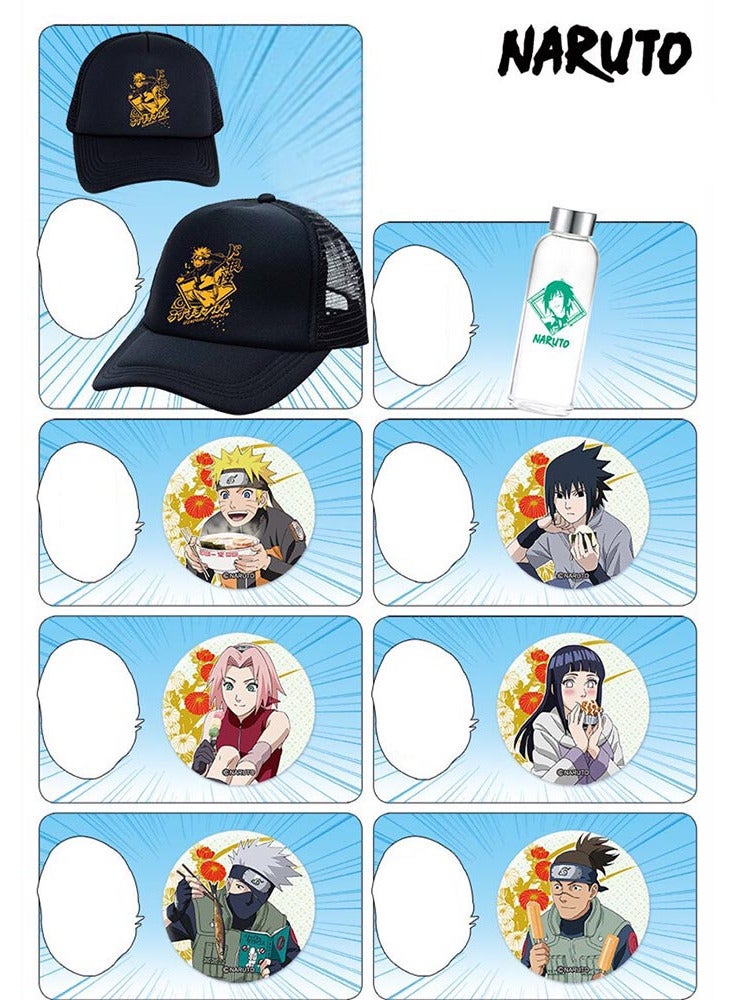 Generic Naruto Anime Gift Box Set Postcard, Stickers, Water Bottle, Badge, Keychain, Cap - Image 2