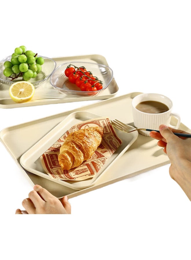 Caizhi Rectangular Tray, Tea Tray, Household Fruit Plate, Breakfast Plate, Storage Tray, Living Room Snack Plate, Small Size, Beige, Cz6752 - Image 2