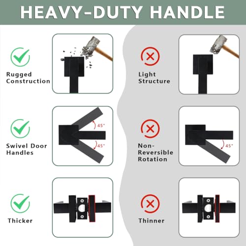KAMOTA Passage Door Levers, 10 Pack Black Heavy-Duty Door Handles, Square Non-Locking Door Knobs, Right and Left Handed for Closets, Hallways and Conference Rooms - Image 4