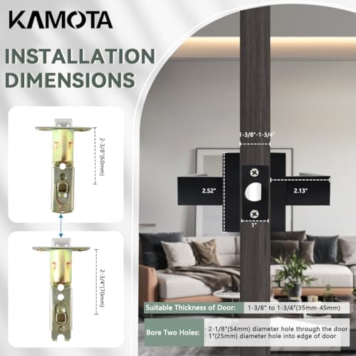 KAMOTA Passage Door Levers, 10 Pack Black Heavy-Duty Door Handles, Square Non-Locking Door Knobs, Right and Left Handed for Closets, Hallways and Conference Rooms - Image 2
