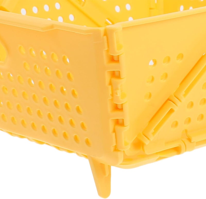 Foldable Kitchen Drainage Basket Collapsible Plastic Fruit Strainer with Raised Feet for Sink Food Draining and Storage, Yellow - Image 3