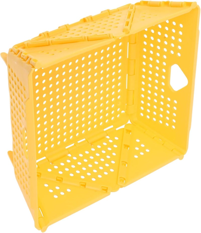 Foldable Kitchen Drainage Basket Collapsible Plastic Fruit Strainer with Raised Feet for Sink Food Draining and Storage, Yellow - Image 1