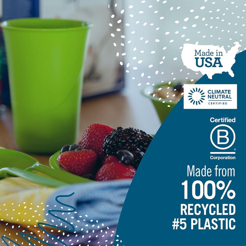 Preserve Reusable BPA Free Everyday Tableware Set with Cutlery Made from Recycled Plastic 4 Plates 4 Bowls 4 Cups and 24 pieces of Cutlery Apple Green - Image 5
