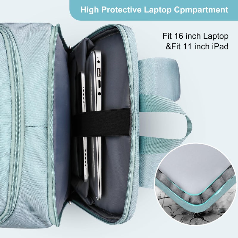 PIJUSHI Travel Backpack for Women Flight Aprroved Carry on Bag Large Casual Luggage Backpack Fit 16 inch Laptop(PE050 Teal Blue) - Image 4