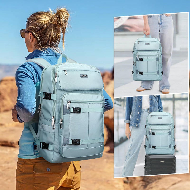 PIJUSHI Travel Backpack for Women Flight Aprroved Carry on Bag Large Casual Luggage Backpack Fit 16 inch Laptop(PE050 Teal Blue) - Image 2