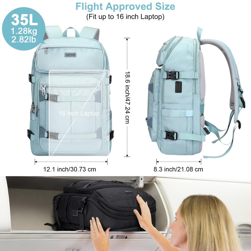 PIJUSHI Travel Backpack for Women Flight Aprroved Carry on Bag Large Casual Luggage Backpack Fit 16 inch Laptop(PE050 Teal Blue) - Image 5