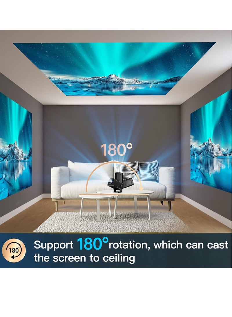 ET-LIFE WiFi 6 Smart Mini Projector - Native 1080P 4K Support, Android 11.0, 180°Adjustable Stand, Auto Keystone, HY320, Black  - Image 3