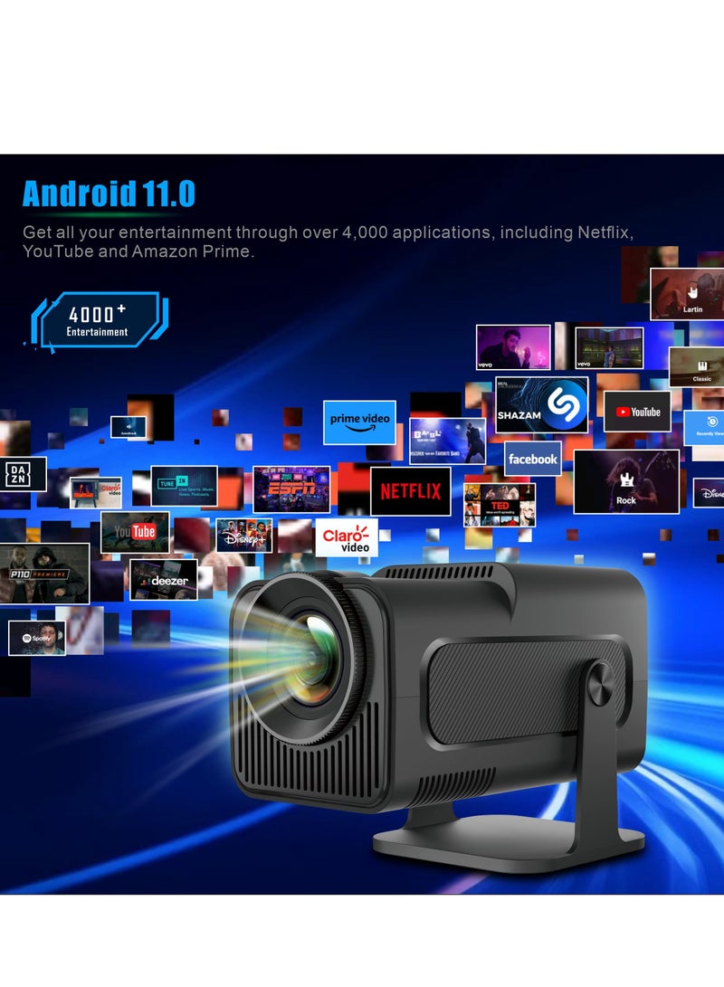 ET-LIFE WiFi 6 Smart Mini Projector - Native 1080P 4K Support, Android 11.0, 180°Adjustable Stand, Auto Keystone, HY320, Black  - Image 5