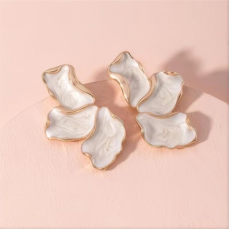 EXPHAIN Irregular Petal Earrings For Women Stainless Steel Unique Statement Flower Dangle Earrings Trendy Jewelry Gift - Image 4