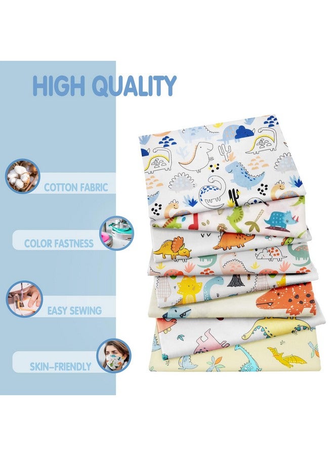 Aubliss 8Pcs Fat Quarter Fabric Bundles 100% Cotton 19.6'' X 19.6''(50Cm X 50Cm) Quilting Cotton Craft Fabric Pre Cut Squares Sheets For Patchwork Sewing Quilting Crafting(Dinosaur) - Image 3