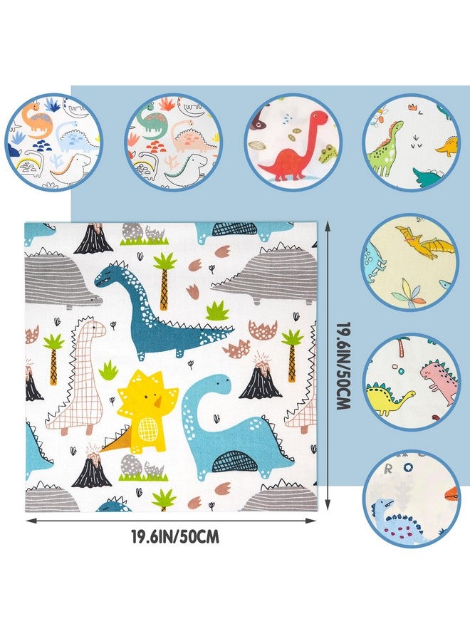 Aubliss 8Pcs Fat Quarter Fabric Bundles 100% Cotton 19.6'' X 19.6''(50Cm X 50Cm) Quilting Cotton Craft Fabric Pre Cut Squares Sheets For Patchwork Sewing Quilting Crafting(Dinosaur) - Image 2
