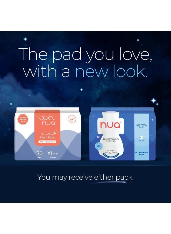 Nua All Night Comfort Sanitary Pads | Pack of 30 (XL++ 320mm) | Twin Layer Protection | 50% Wider Back and Anti Stain Wings | Upto 10 hours of Absorption | Super Soft and Breathable | No Rashes | 100% Toxic-Free - Image 3