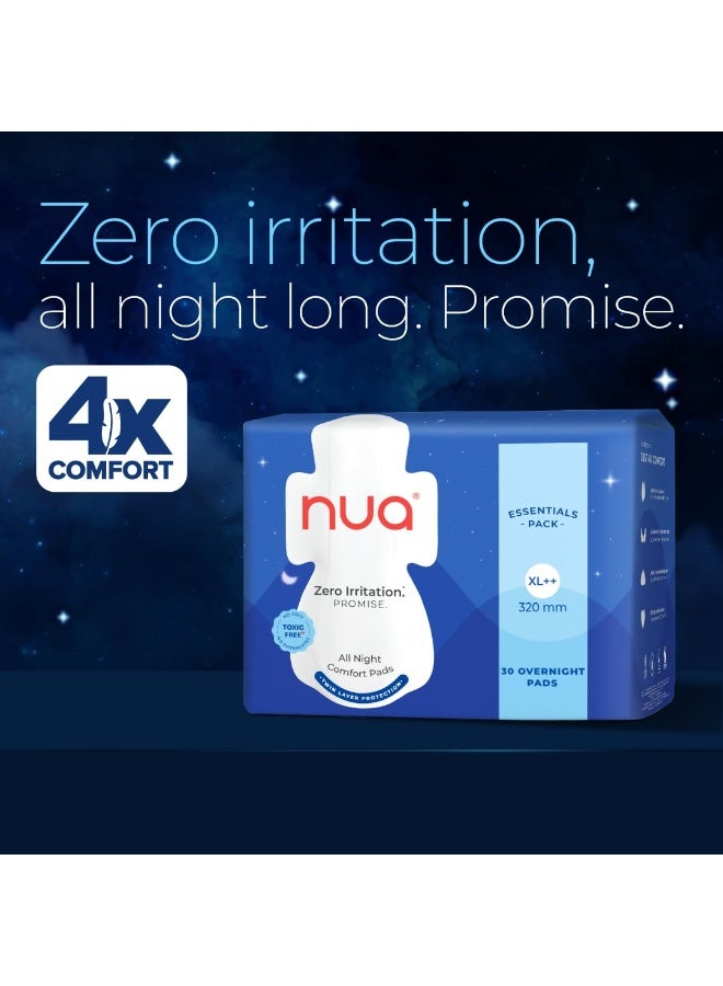 Nua All Night Comfort Sanitary Pads | Pack of 30 (XL++ 320mm) | Twin Layer Protection | 50% Wider Back and Anti Stain Wings | Upto 10 hours of Absorption | Super Soft and Breathable | No Rashes | 100% Toxic-Free - Image 5
