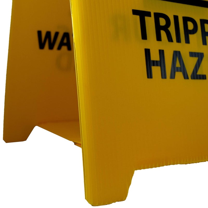 NMC FS36 CAUTION TRIPPING HAZARD Sign with Graphic - 12 in. x 19 in. Corrugated Plastic, Double-Sided Floor Sign with Black on Yellow - Image 3