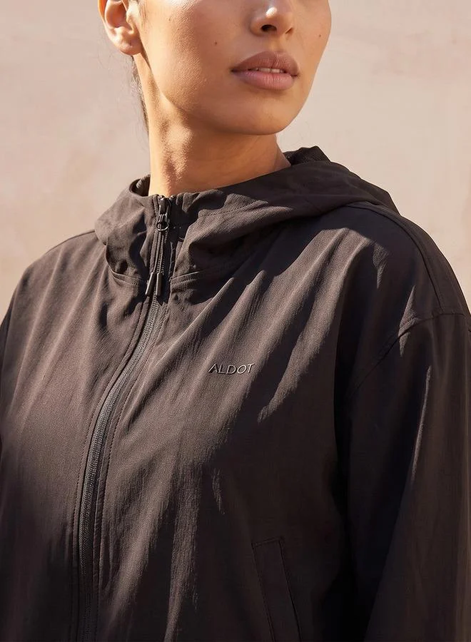 Splash Active BLACK Elasticated Hem Hooded Jacket for Women | Best Price UAE