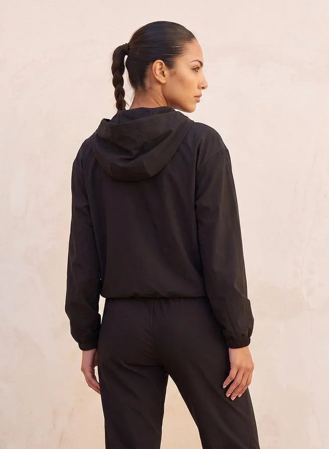 Splash Active BLACK Elasticated Hem Hooded Jacket for Women | Best Price UAE