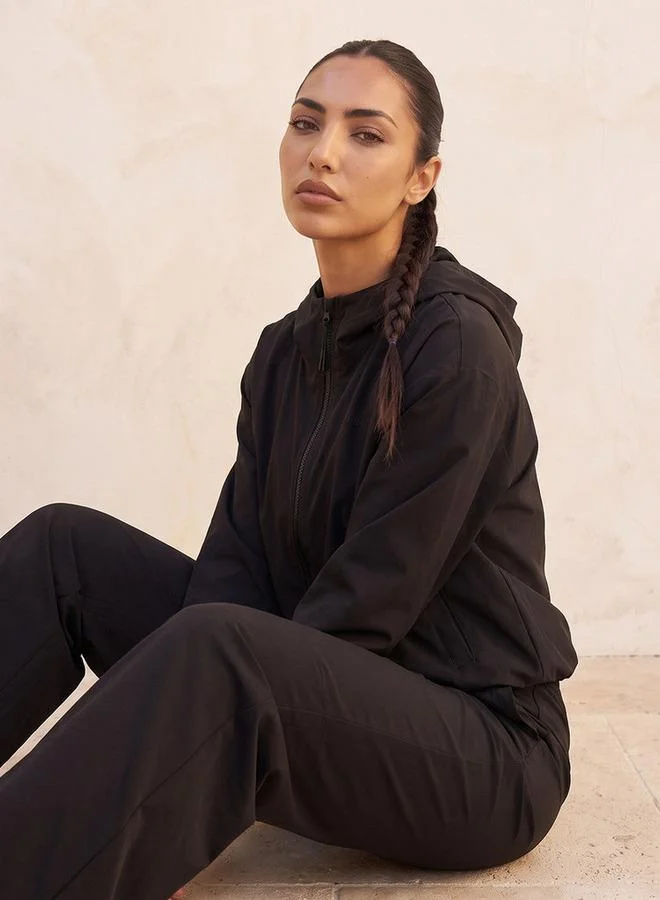 Splash Active BLACK Elasticated Hem Hooded Jacket for Women | Best Price UAE