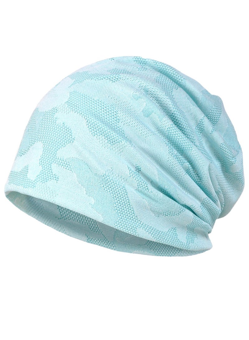 Loquat Infinity Scarf Headwear Cap Mesh Breathable Beanie Hat Pale Blue 