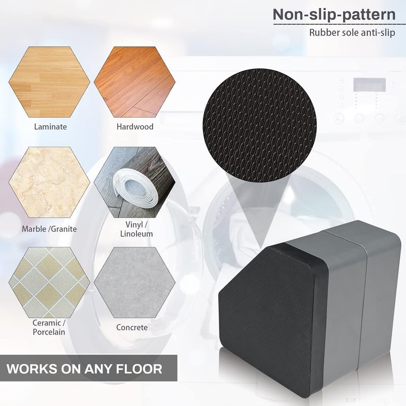 Sakolla Anti Vibration Pads for Washing Machine - Double Heighten Washer and Dryer Pedestals High Hard Wearing Square Rubber Foot Pads, Noise Cancelling and Shock Support Protects Pedestals - Image 5