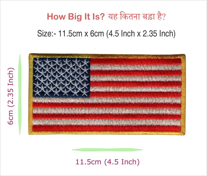 Generic United States of America (US) Applique Flag Embroidered Sew-on Patch ; Size: 11.5cm x 6cm for Jackets, Caps, T-Shirts, Bags, Jeans, Pants, Outdoor Clothing ; Imported from Malaysia (1 Piece). (Code: M-20)  - Image 2