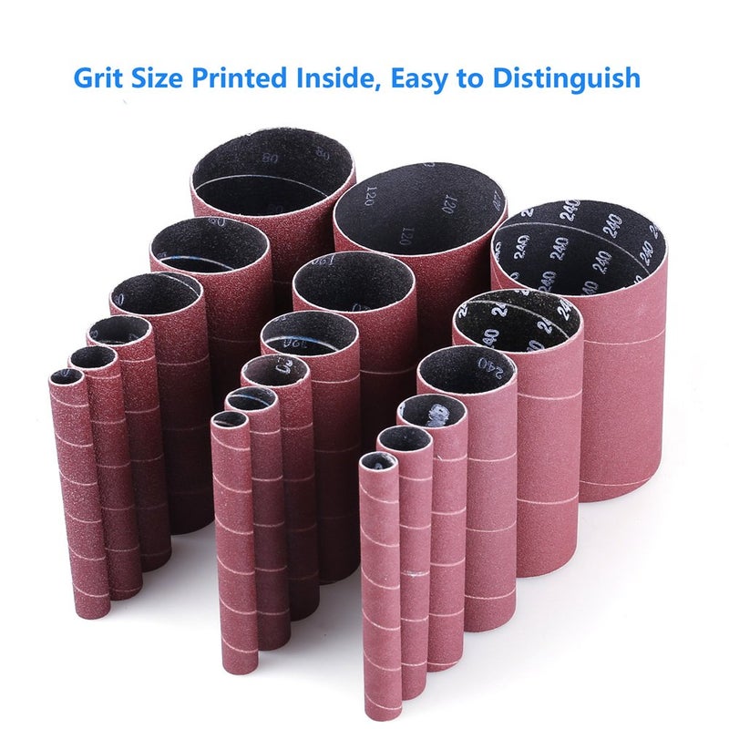 LotFancy 24PCS Spindle Sander Sleeves, Sanding Sleeves for Oscillating Sander, 60 80 120 240 Assorted Grit Sandpaper, 4-1/2â€ Length, 1/2â€, 3/4â€, 1â€, 1-1/2â€, 2â€, 3â€ Diameter - Image 4