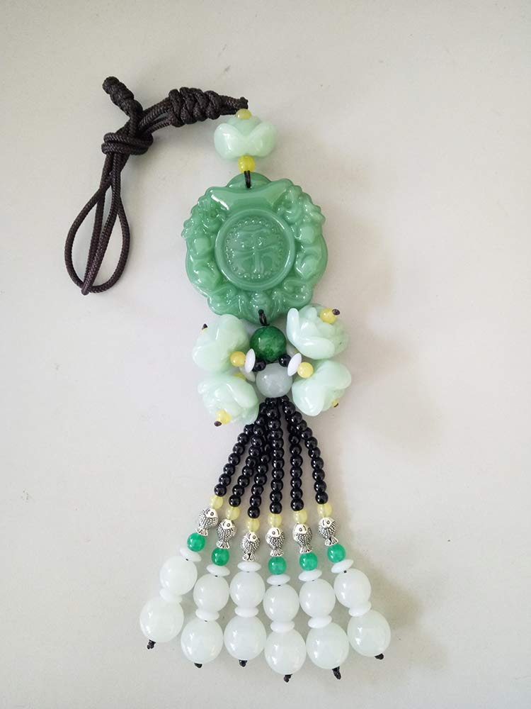 FengShuiGe Chinese Traditional Style Green Crystal Hanging Decoration House Door Window Charm Hanging Pendant Amulet Pray for Luck Safety (Lucky and safe) - Image 5